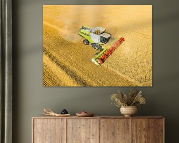 Combine oogst graan in de zomer van Sjoerd van der Wal Fotografie