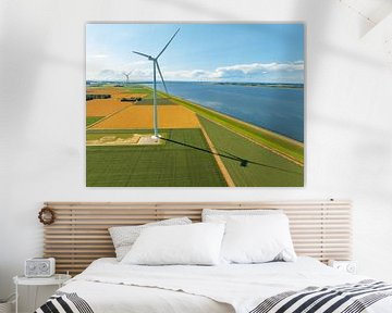 Windkraftanlagen in einem Windpark in Flevoland von Sjoerd van der Wal Fotografie