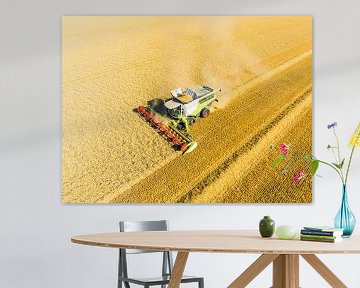Mähdrescher bei der Weizenernte im Sommer von Sjoerd van der Wal Fotografie