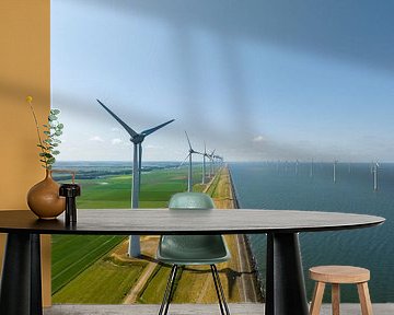 Windturbines op de oever van het IJsselmeer in de lente van Sjoerd van der Wal Fotografie