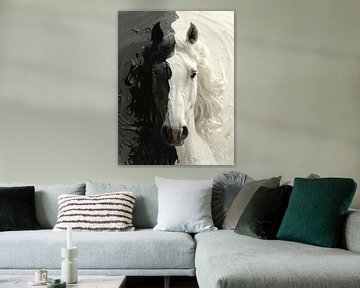 Yin en Yang Paardenportret 1 van ByNoukk