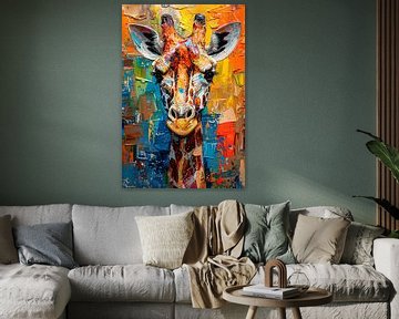 Giraffe Schilderij | Giraf Schilderij | Abstract Schilderij van AiArtLand