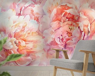 Weiche Rosa Pfingstrosen im Blütentanz von Floral Abstractions