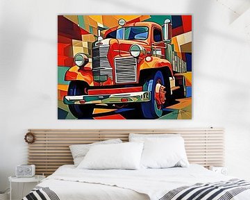 Abstract Art Illustration - Amerikaanse vrachtwagens 2 van Johanna's Art