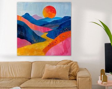 Moon Landscape Nature Mountains Expressionism No 11 by Niklas Maximilian