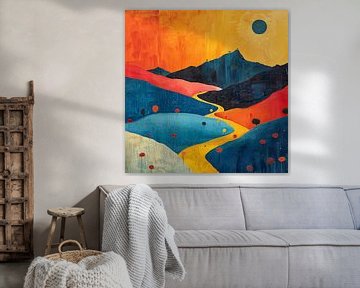 Mond Landschaft Natur Berge Expressionismus No 15 von Niklas Maximilian