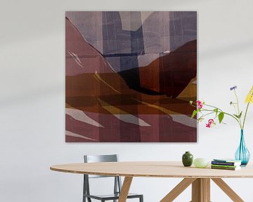 Modern abstract landschap in warm bruin en taupe.