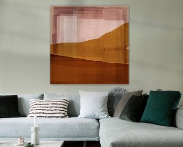 Modern abstract landscape in ocher and terra. by Dina Dankers