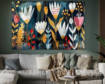 Kleurrijk en abstract bloemenveld van Studio Allee