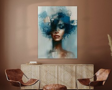 Blue Monday, abstract portret van Carla Van Iersel