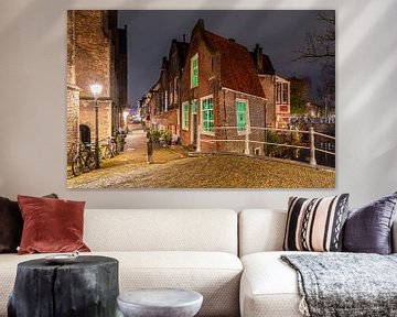 Soirée à Delft ; Kerkstraat sur Jeroen de Jongh