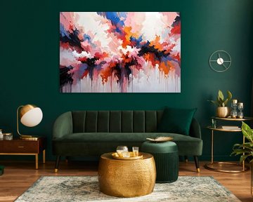 Explosion de couleurs dans l'abstraction moderne sur De Muurdecoratie