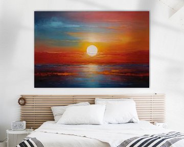 Lebendige Impression eines farbenprächtigen Sonnenuntergangs von De Muurdecoratie