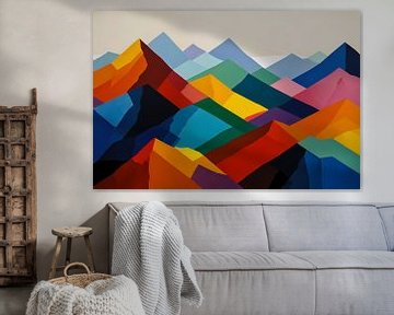 Dynamisches Farbspektrum der abstrakten Berge von De Muurdecoratie