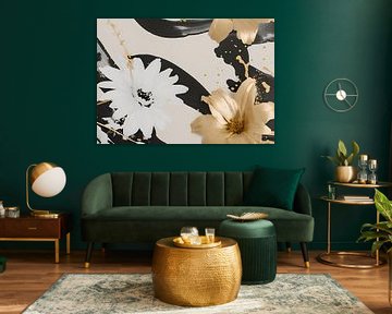 Schwarz weiß & goldene Blumen