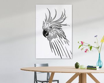 Minimalist Cockatoo in Line drawing by De Muurdecoratie