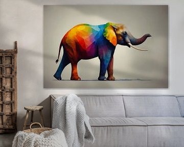 Abstrakter mehrfarbiger Elefant im modernen Stil von De Muurdecoratie