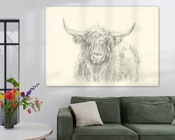 Portret potloodtekening hooglanders van Karen Kaspar