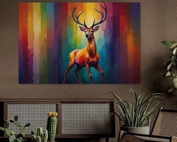 Abstract Cubist Deer in Colour by De Muurdecoratie