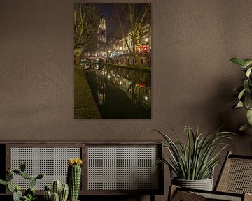Domtoren, Oudegracht  en Gaardbrug in Utrecht in de avond van Tux Photography