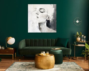 Mysterieuze vrouw abstract zwart-wit van TheXclusive Art