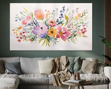 Aquarel bloemen panorama van TheXclusive Art