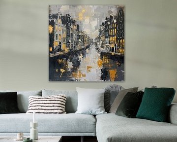 Amsterdam abstract | Amsterdam schilderij van Kunst Kriebels