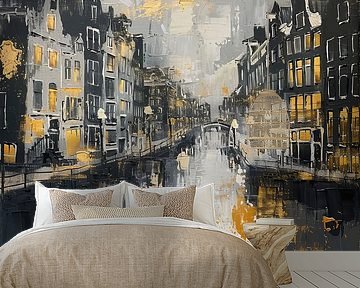 Amsterdam abstract | Amsterdam schilderij van Kunst Kriebels