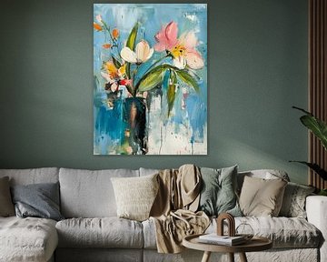 Fleurs, peinture colorée sur Studio Allee