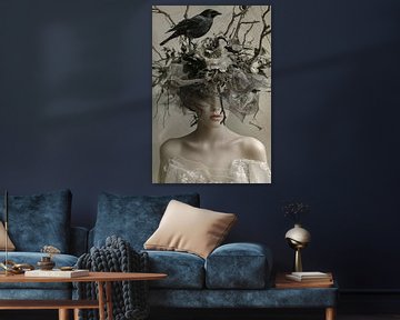 Surreales Porträt Hut oder Nest von Bernardine de Laat