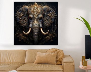 Olifant met gouden versieringen van TheXclusive Art