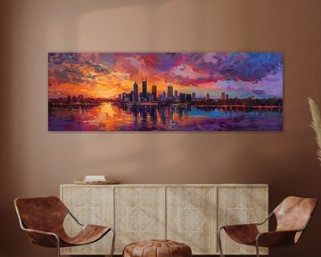 Skyline von Perth Ölgemälde Australien Ultra-Panorama von TheXclusive Art