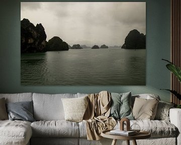 Mistig Ha Long Bay van Nathalie van der Klei