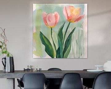 Tulpen groen hand getekend