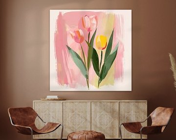 Tulpen roze hand getekend van TheXclusive Art