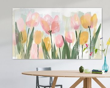 Tulpen panorama hand getekend van TheXclusive Art