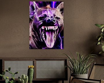 Hyena Roaring Lightning Thunderstorm by Septi Ade Pamuji