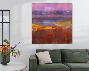 Paysage abstrait moderne en violet, bleu et terra sur Dina Dankers