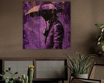 Silhouette d'un homme de pluie violet sur TheXclusive Art