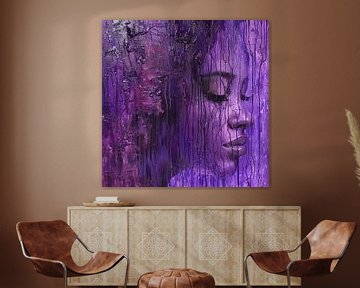 Pluie violette femme expressionnisme abstrait sur TheXclusive Art