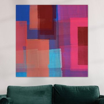 Abstrakte Landschaft. Farbblöcke in neonpink, kobaltblau, terra von Dina Dankers
