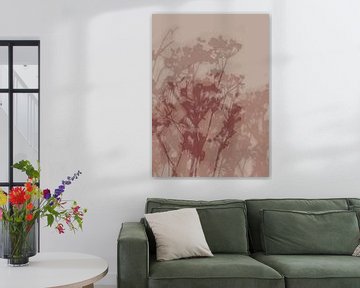 Abstract botanical art. Flowers in light brown shades. by Dina Dankers