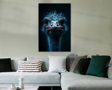 High-contrast ostrich portrait by Skyfall