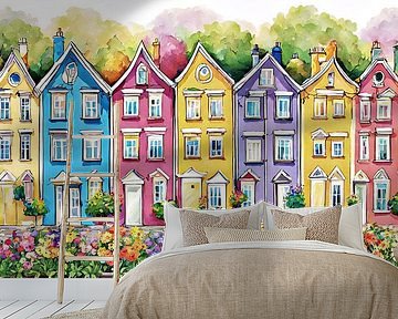 gekleurde huizen van Yvonne Blokland