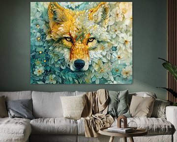 Malerei Wolf Blumen von Abstraktes Gemälde