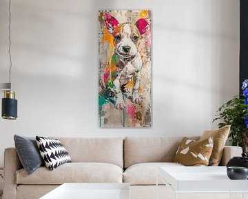 Peinture d'un chien coloré sur Caprices d'Art