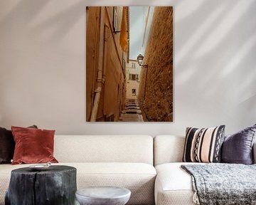 Up the Stairs We Go | Travel Photography Art Print in the Streets of Menton | Cote d’Azur, South of France van ByMinouque