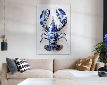 Lobster Luxe - Delfts Blauwe kreeft met bloem patroon van Marianne Ottemann - OTTI