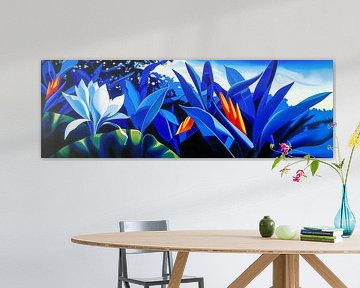 Blaue Landschaft mit weißer Blume von May