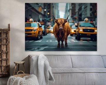 New York et un highlander écossais égaré sur Digitale Schilderijen